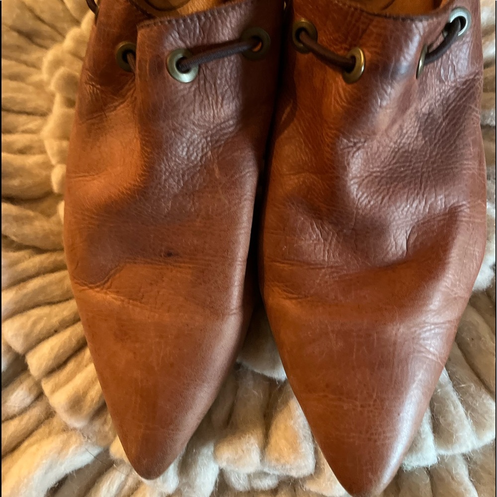 FreePeople distressed pointed mule. 2 inch wedge heel. Rope laced detail. Sz 39